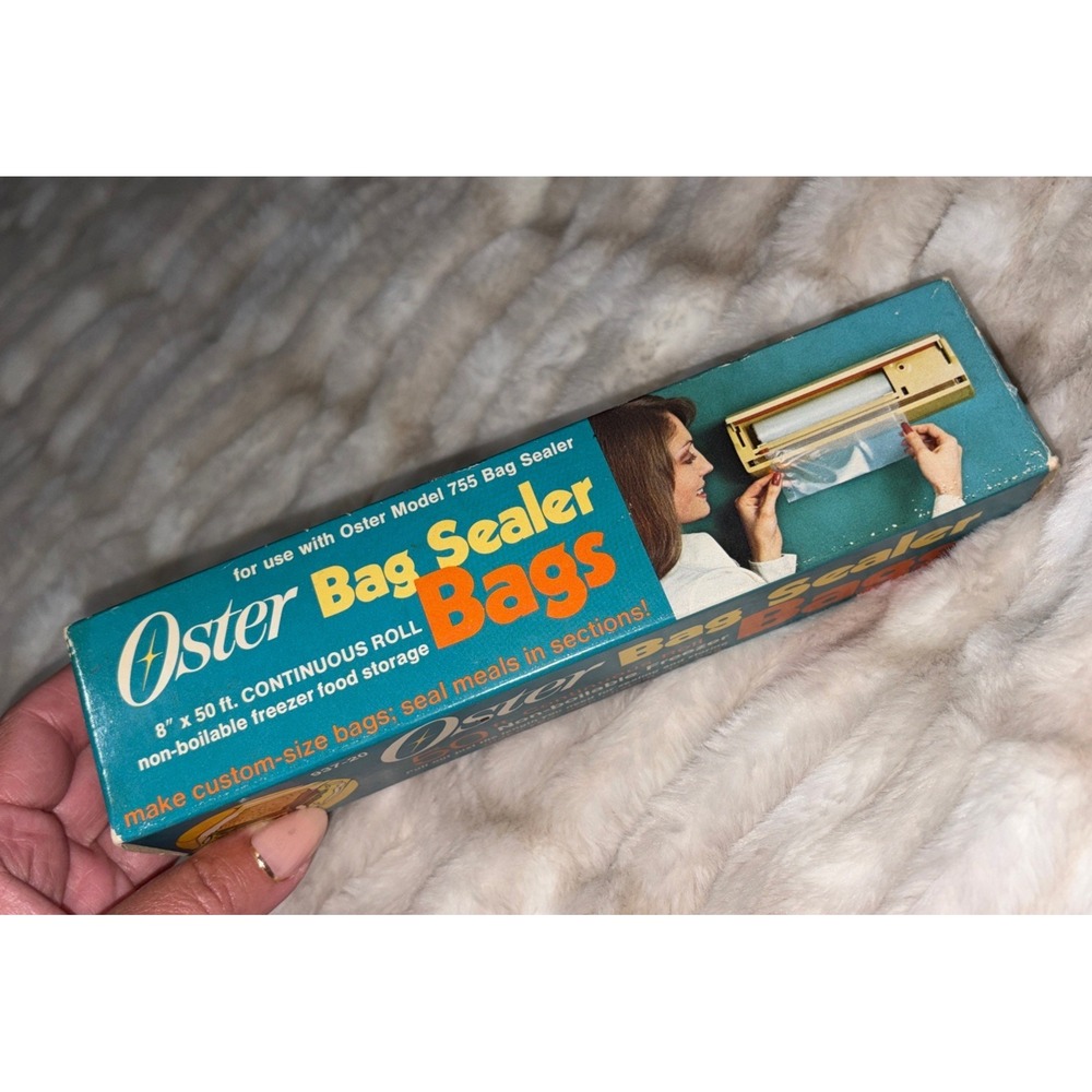 Vintage Oster Bag Sealer Bags 50 Foot Continuous Roll Boilable Freezer Safe